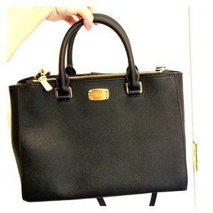 Michael Kors New Black Handbag with Gold Zipper